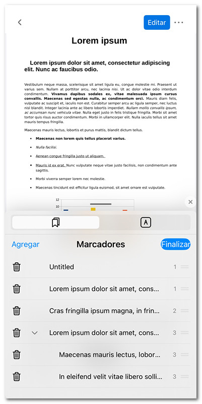 Editar los marcadores en iOS