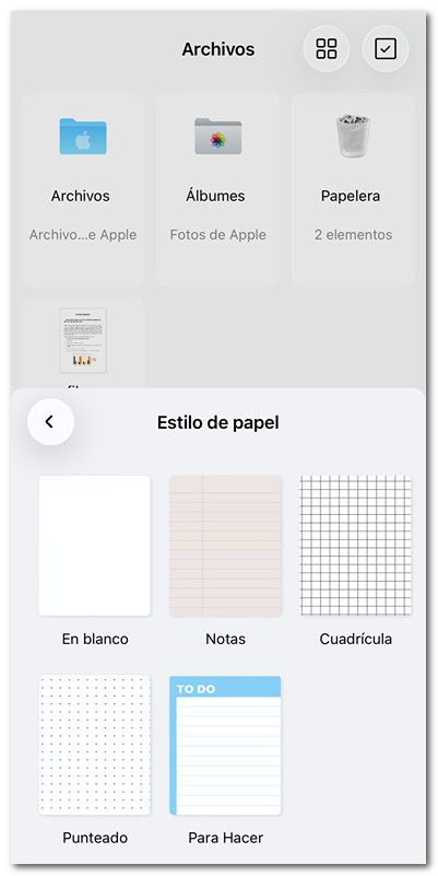 Elegir el estilo de papel