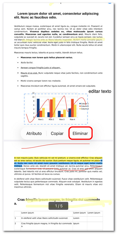 Eliminar una anotación en PDFgear para iOS