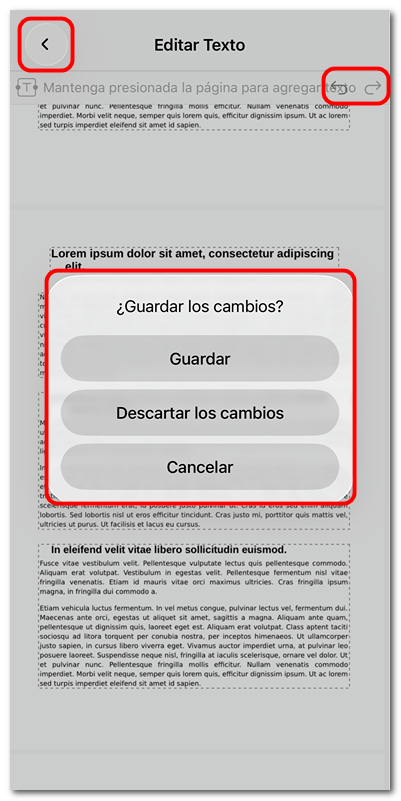 Guardar los cambios de edición