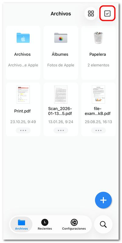 Habilitar el modo de selección de archivos