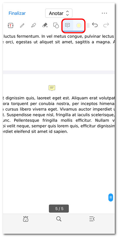 Insertar nota en PDF en iOS