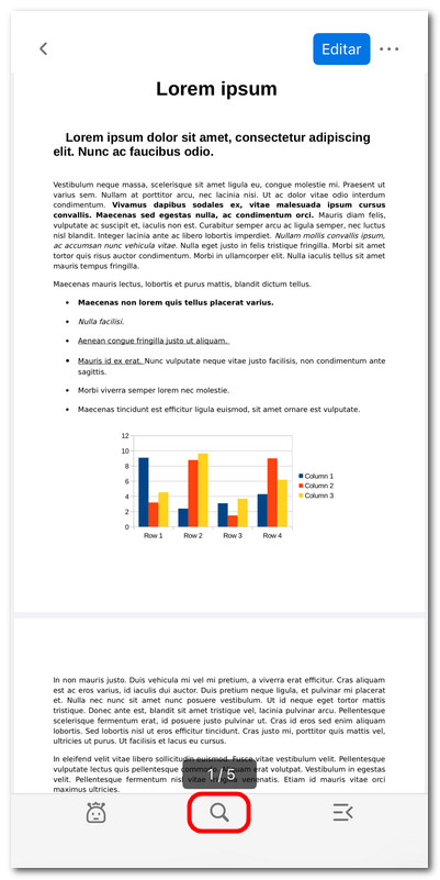 Tocar el icono de búsqueda