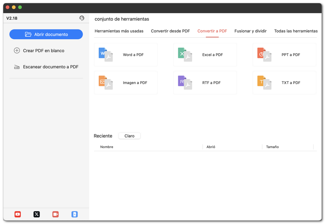Abrir la ventana del convertidor