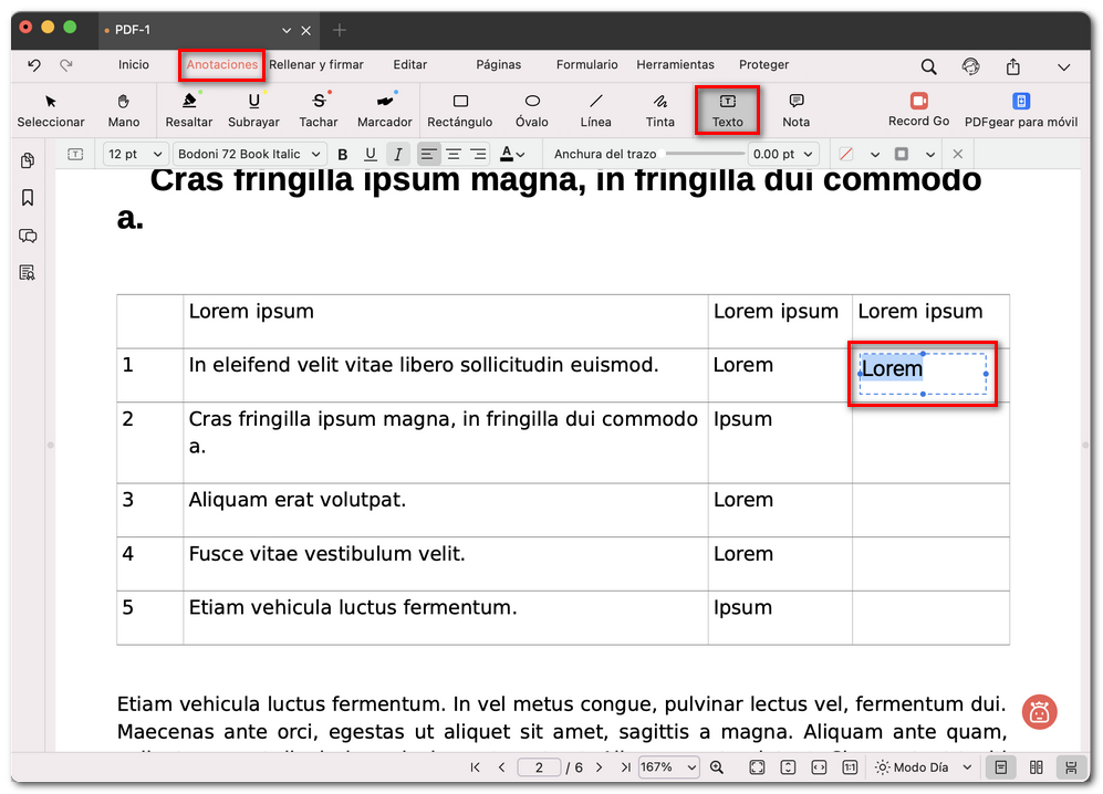 Añadir un comentario de texto