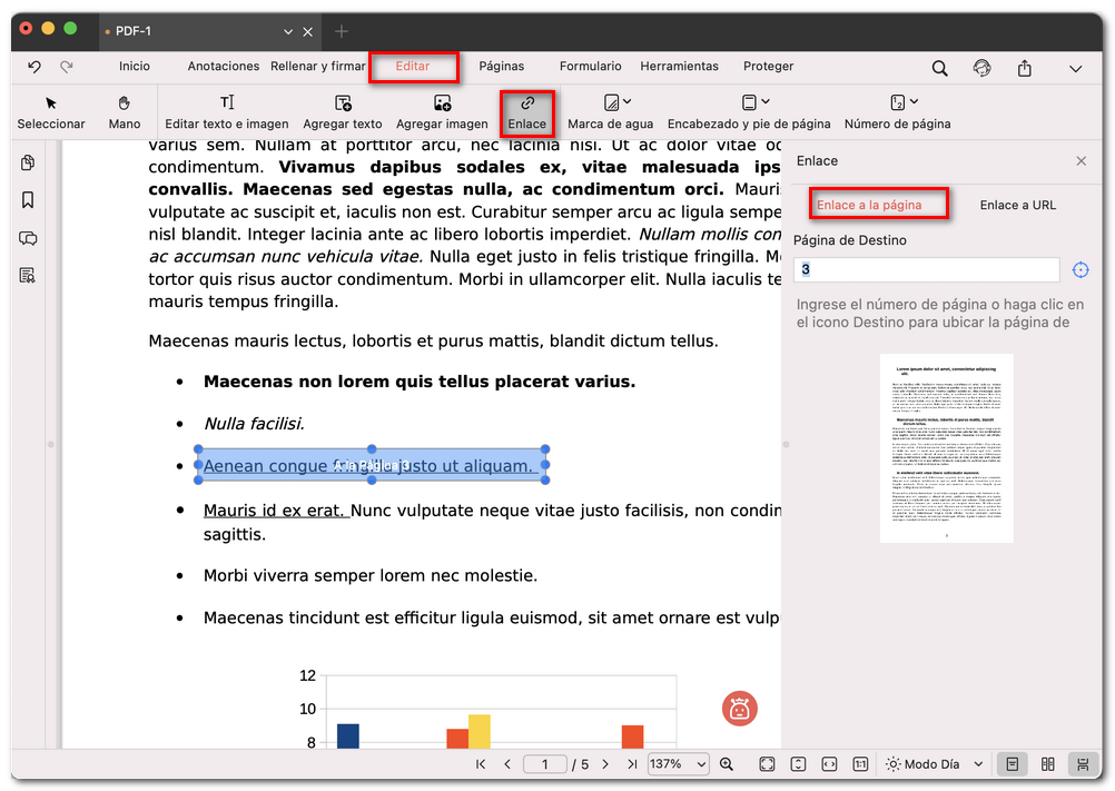 Añadir un enlace a una página