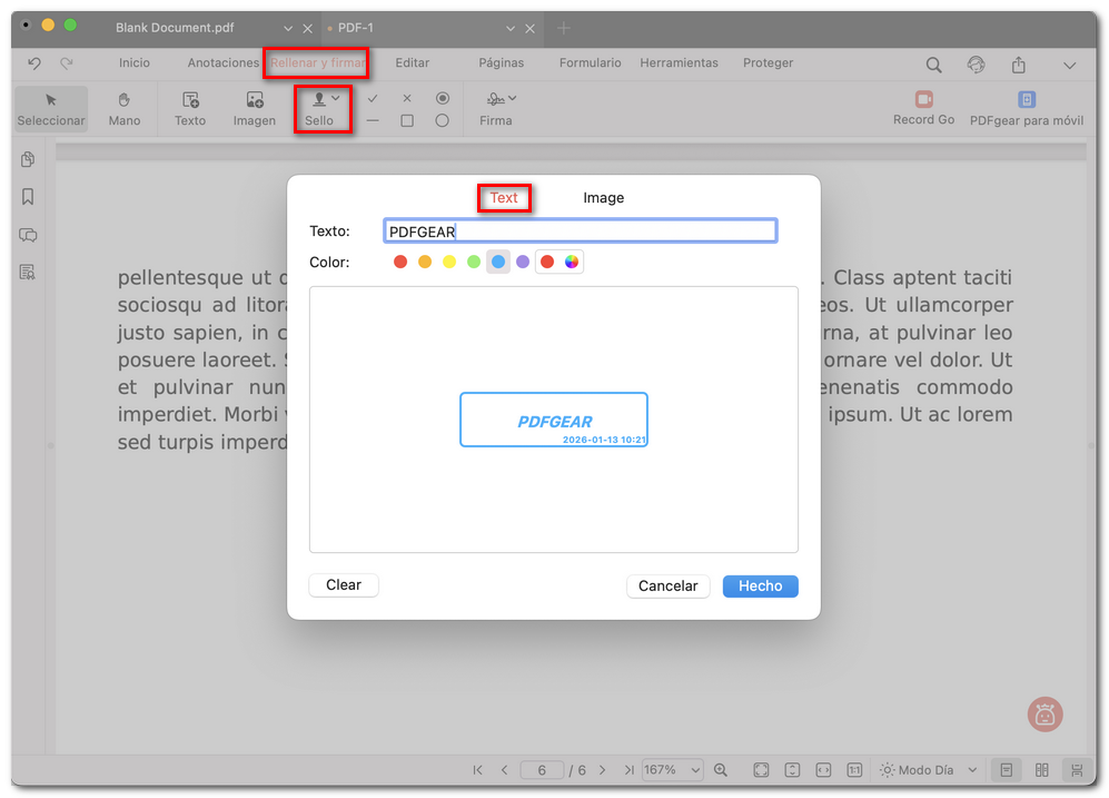Añadir un sello de texto