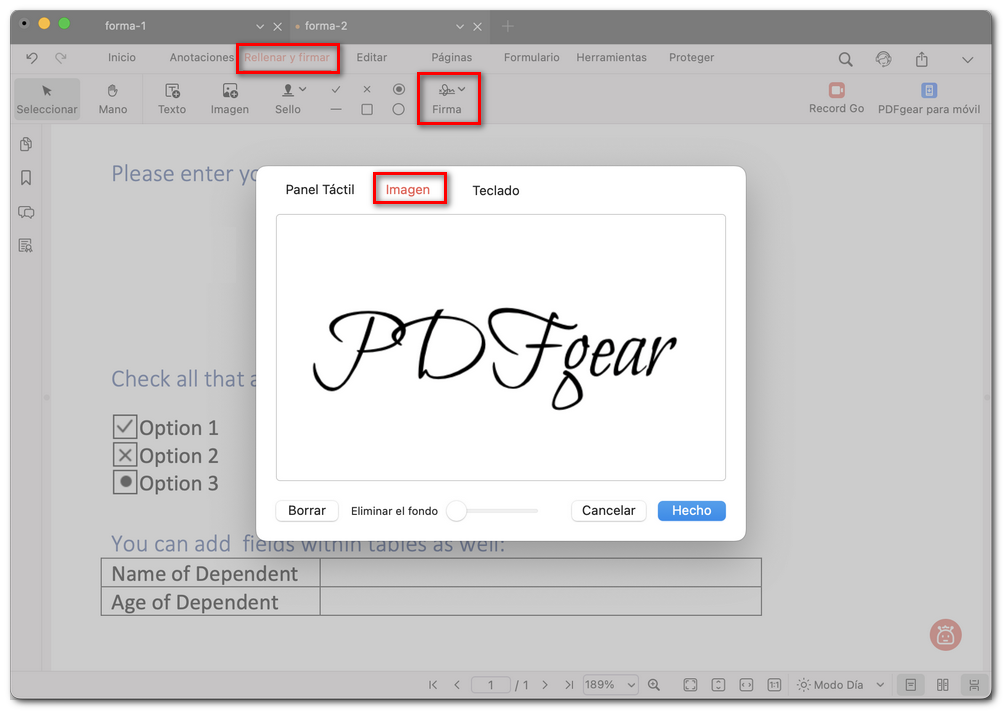 Añadir una firma en imagen a un PDF