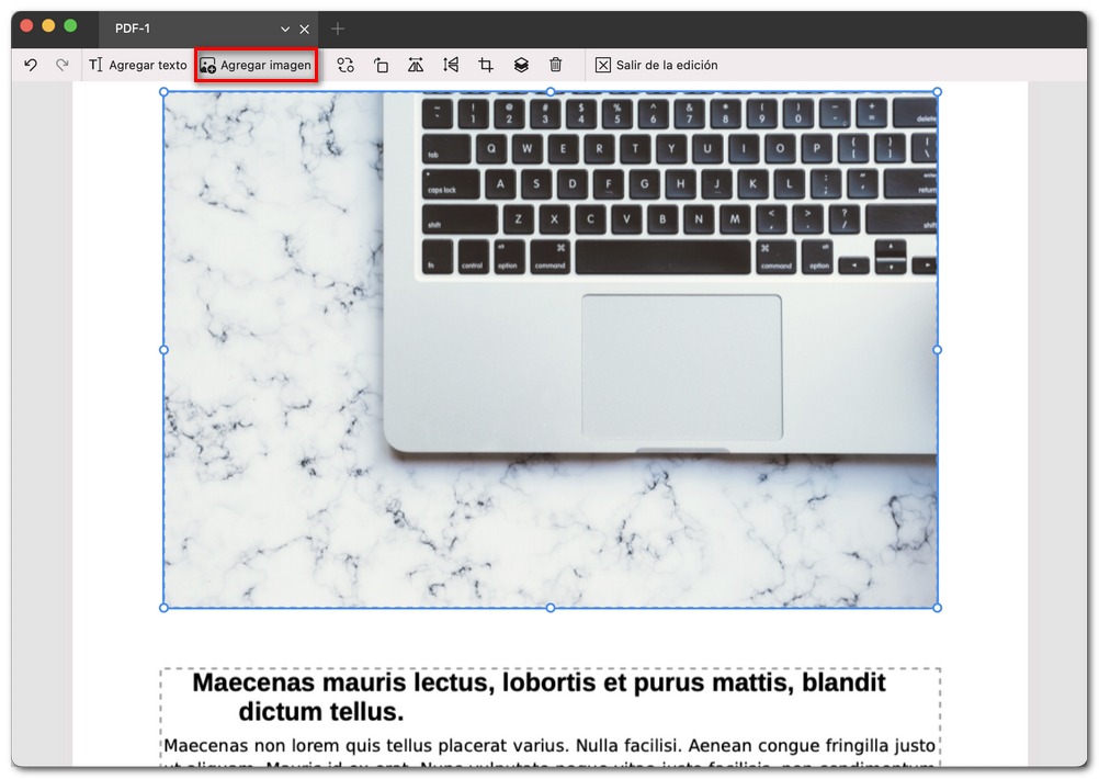 Añadir una imagen a un PDF
