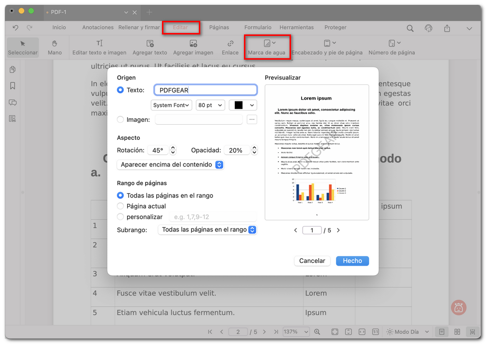 Añadir y previsualizar la marca de agua