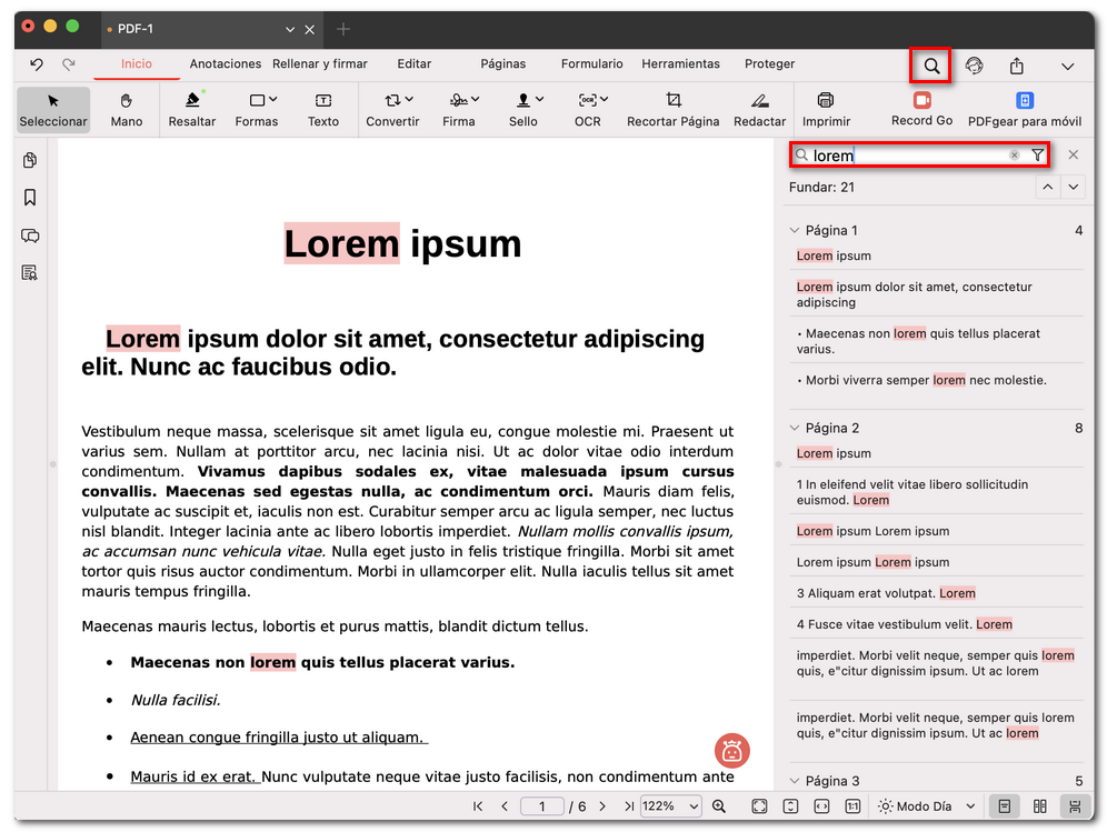Buscar texto en un PDF normal