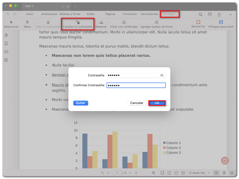 Cambiar la contraseña del archivo PDF