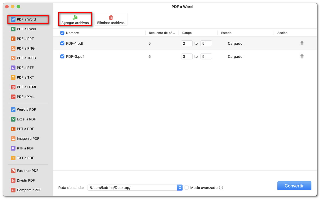 Convertir un PDF a formato Word