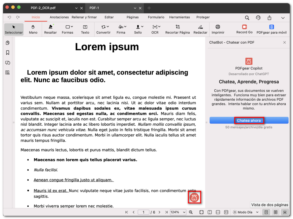 Copilot para PDF en PDFgear
