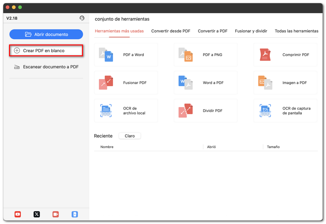 Crear un PDF en blanco en Mac