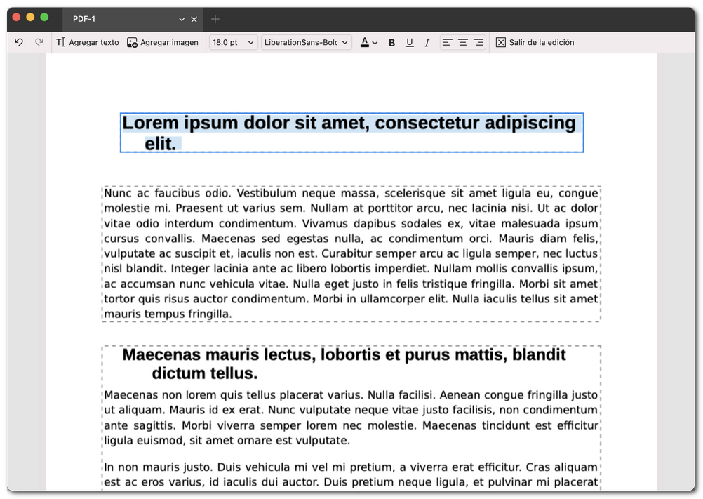 Editar el texto en un PDF