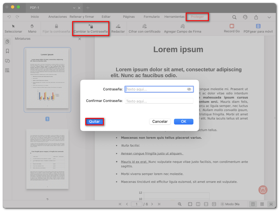 Eliminar la contraseña del PDF en PDFgear