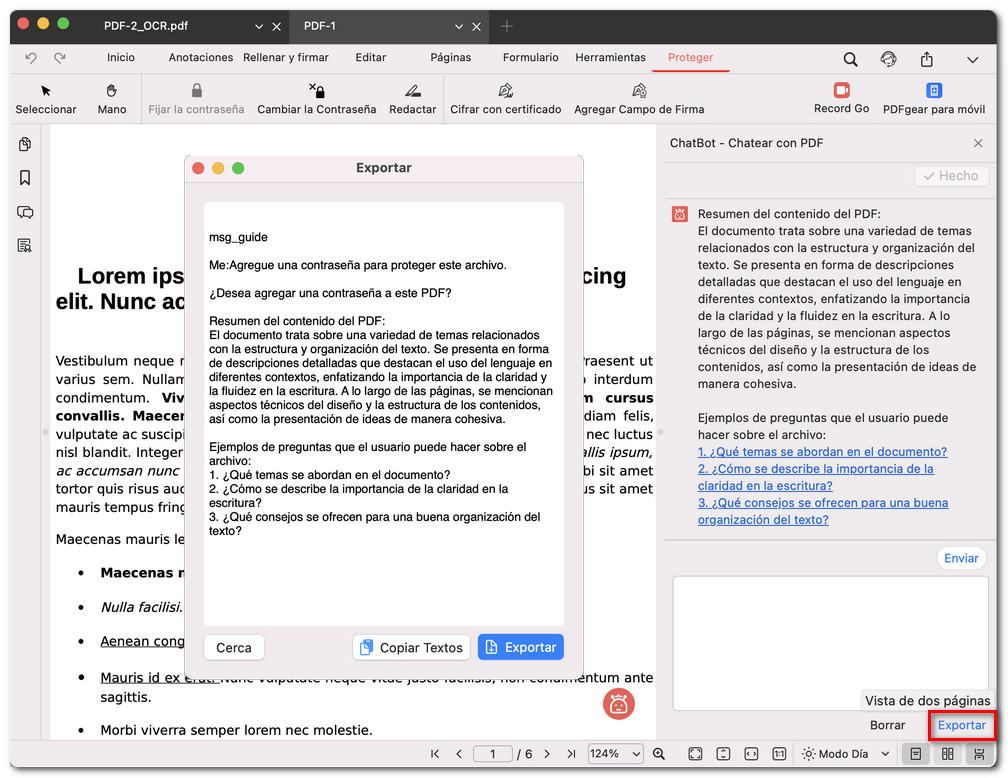 Exportar el historial de chat
