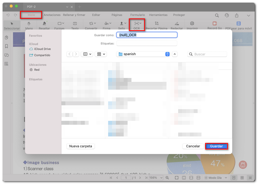 Guardar el archivo PDF buscable