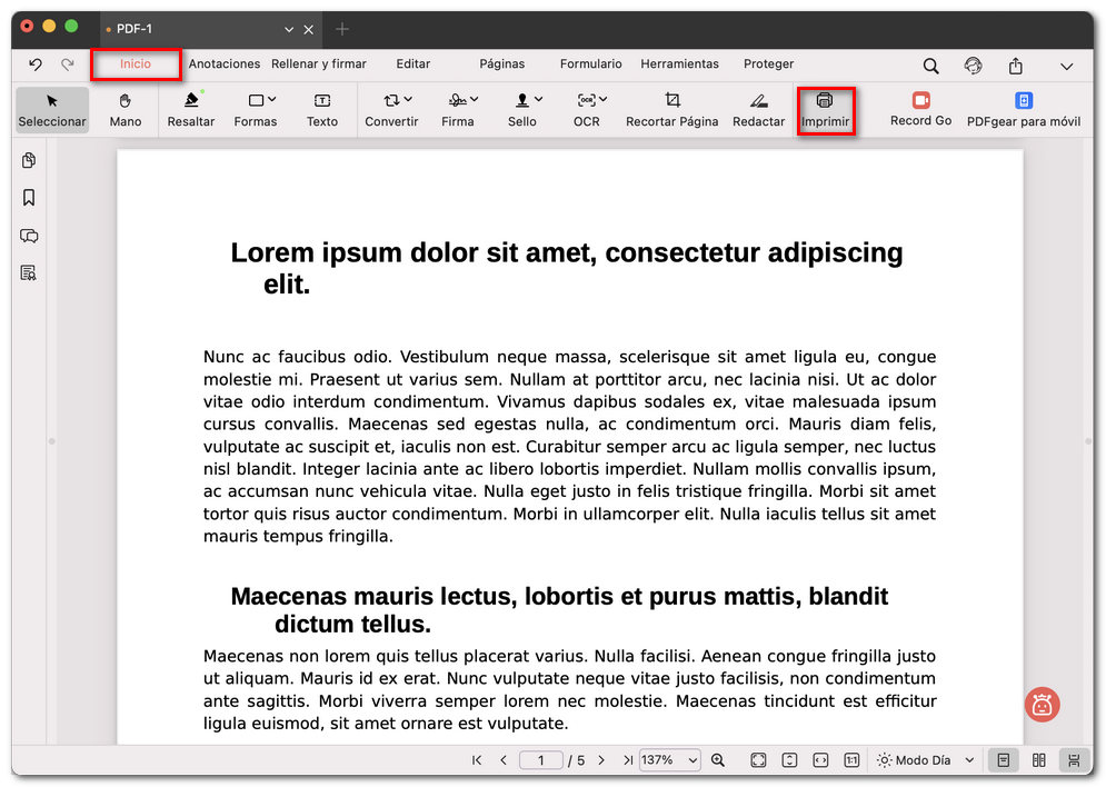 Haz clic en el icono de la impresora