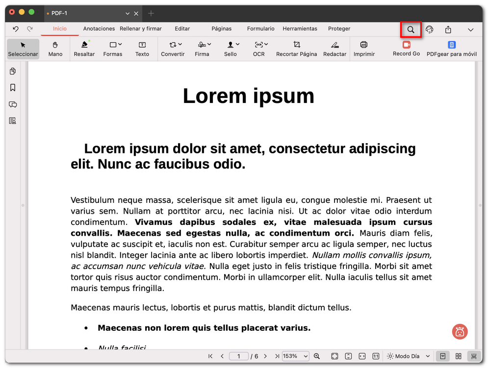 Icono de búsqueda de PDFgear