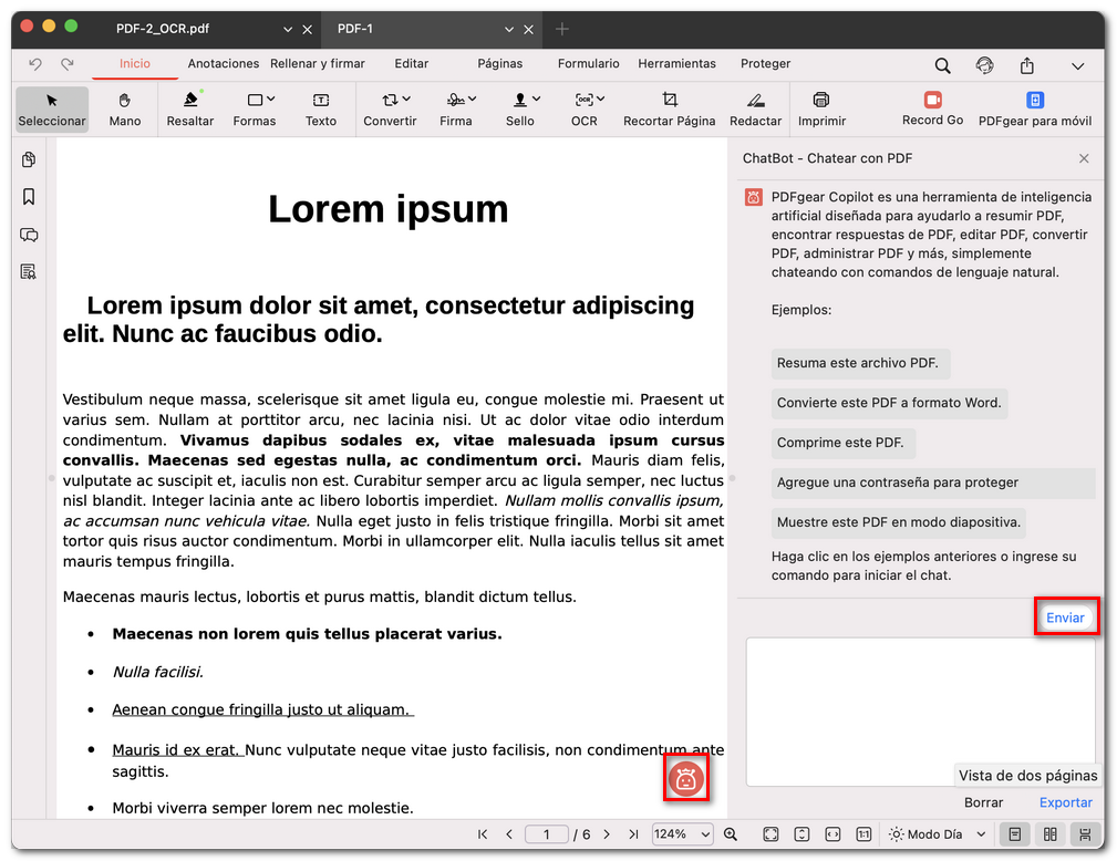 Iniciar un chat en PDFgear