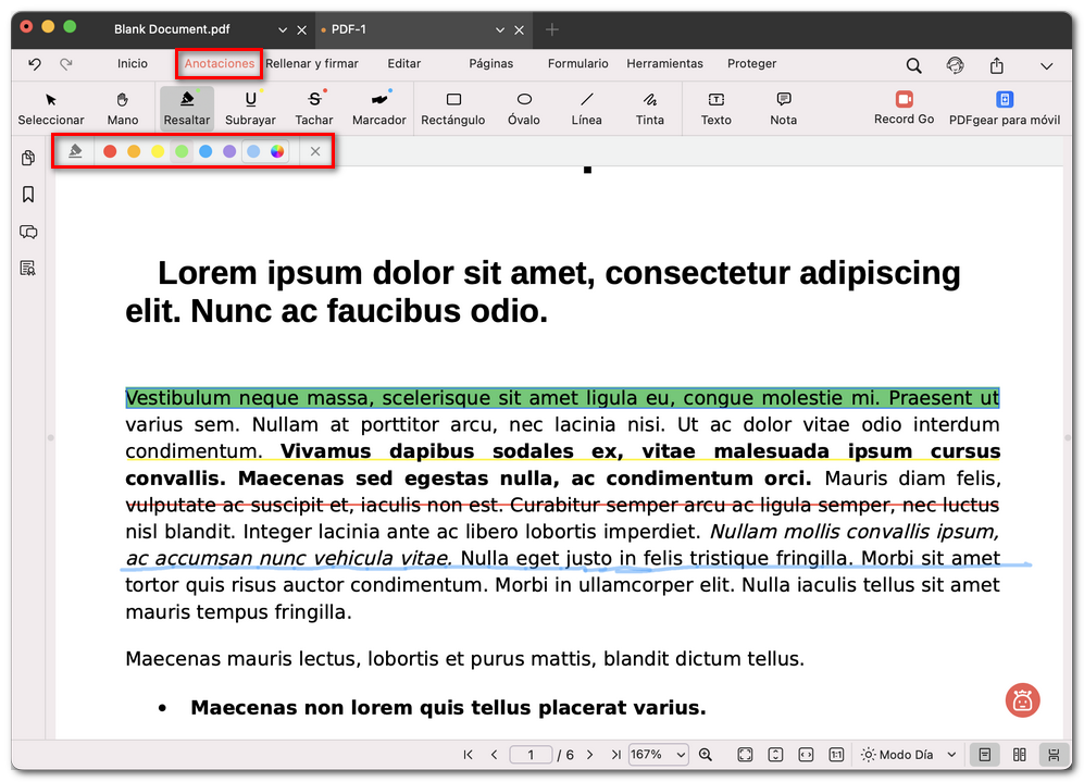 Marcar el texto en un PDF
