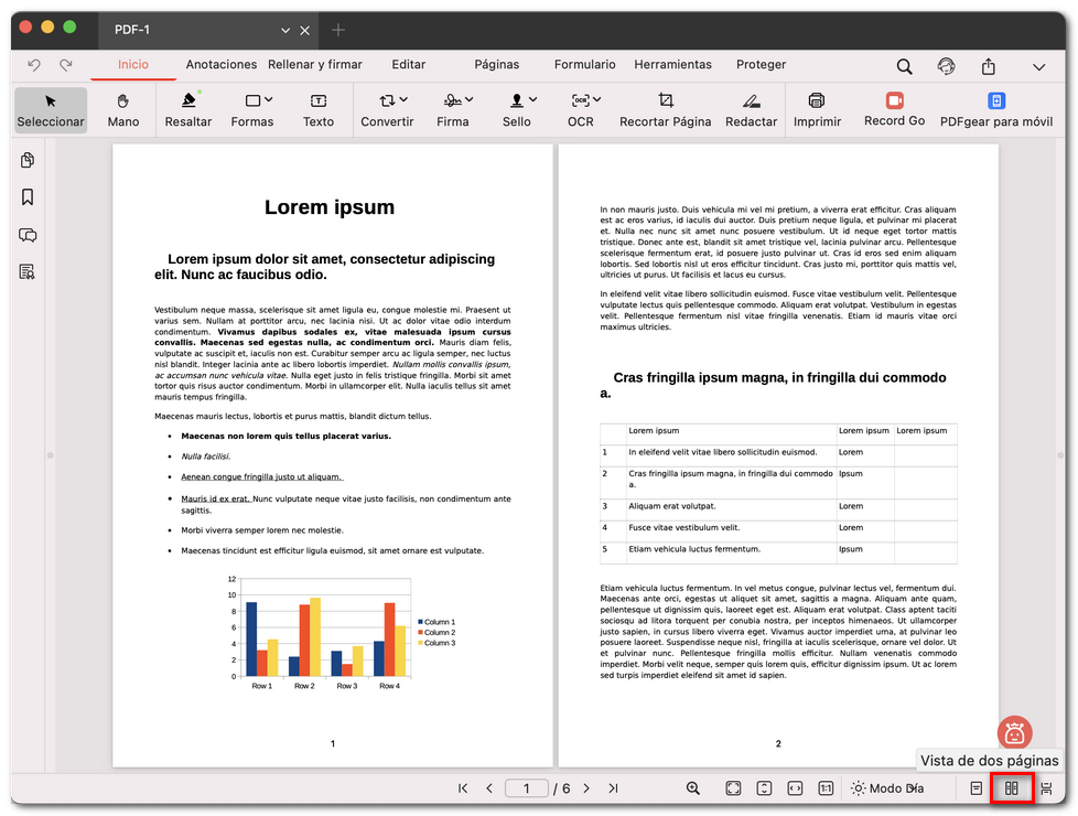 Modo de vista de dos páginas