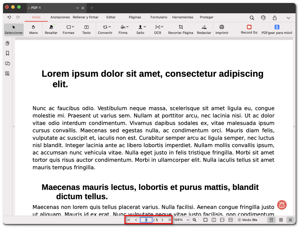 Navegar por páginas de un PDF