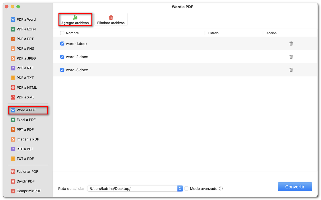 Personalizar la conversión de Word a PDF