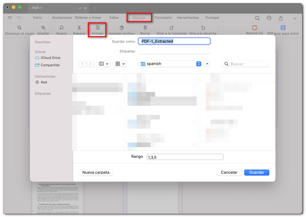 Personalizar páginas PDF extraídas