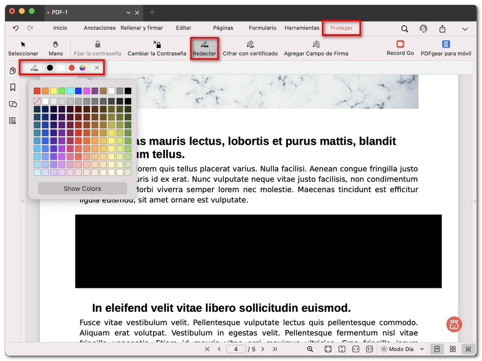 Redactar PDF con PDFgear