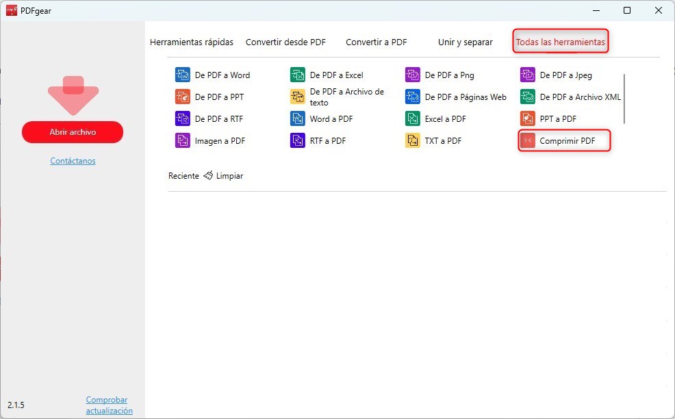 Abrir el compresor de PDF