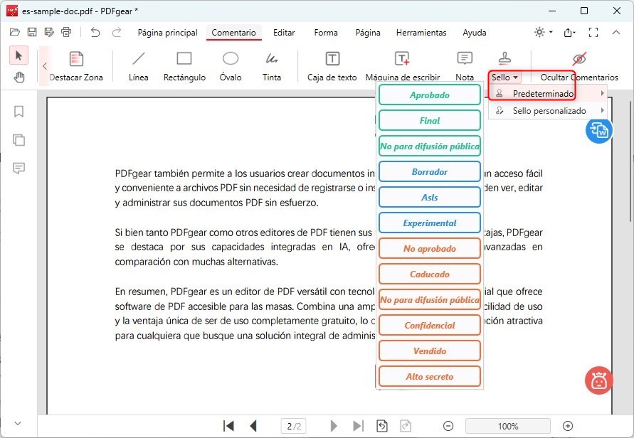 Añadir el Sello Predefinido al PDF