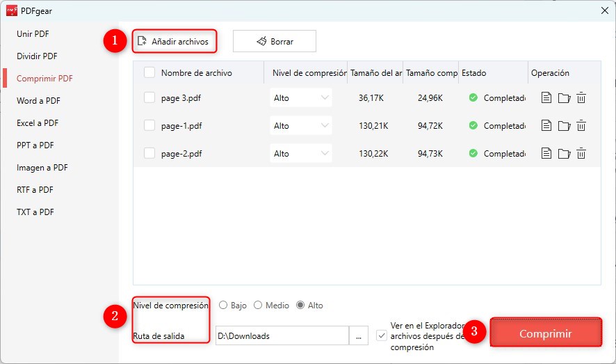 Comprimir PDF por lotes