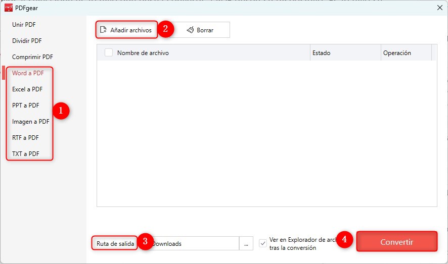Crear PDF desde Otros Formatos