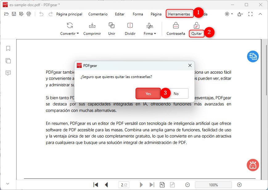 Eliminar contraseñas de PDF
