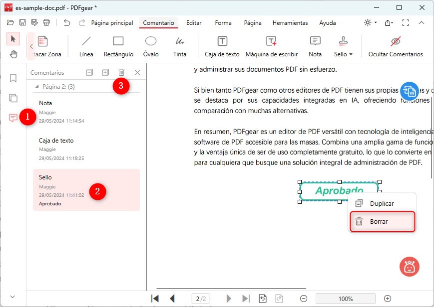 Eliminar la Anotación
