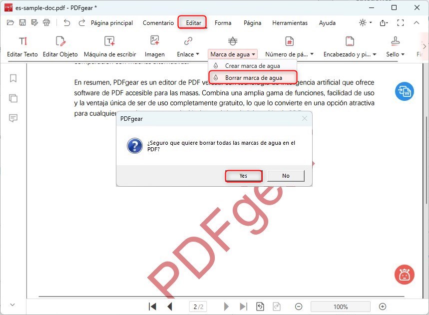 Eliminar marcas de agua en PDF