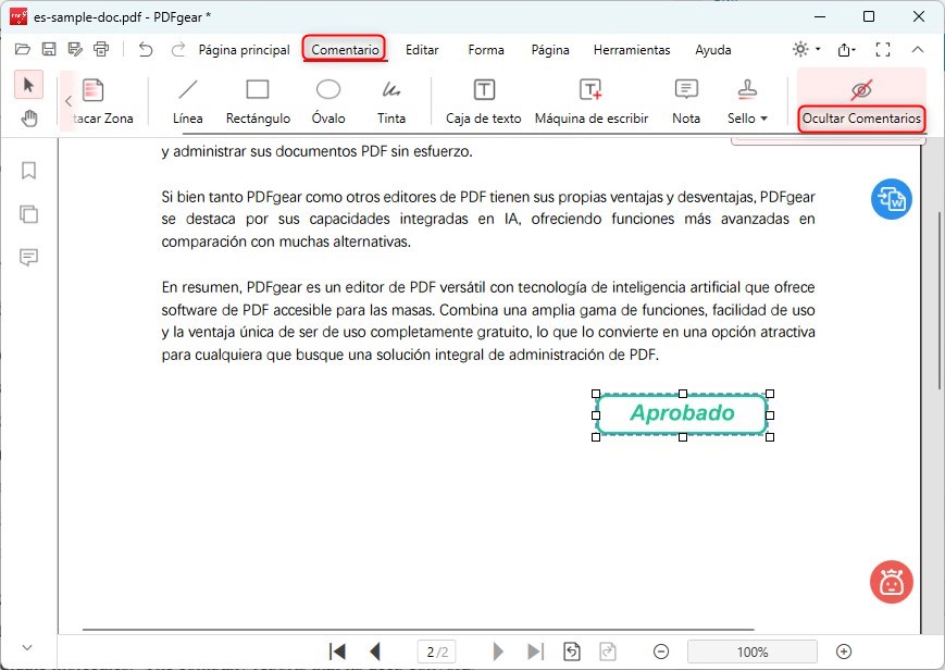 Ocultar o Mostrar la Anotación
