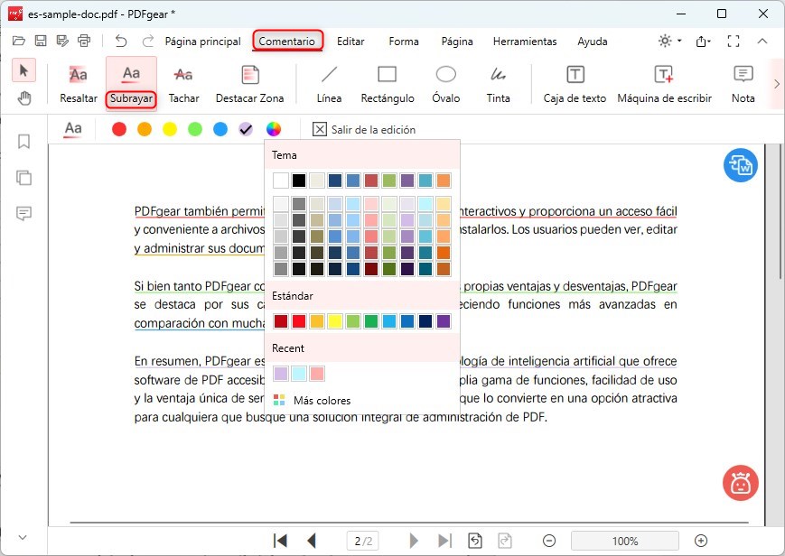 Subrayar el Texto del PDF