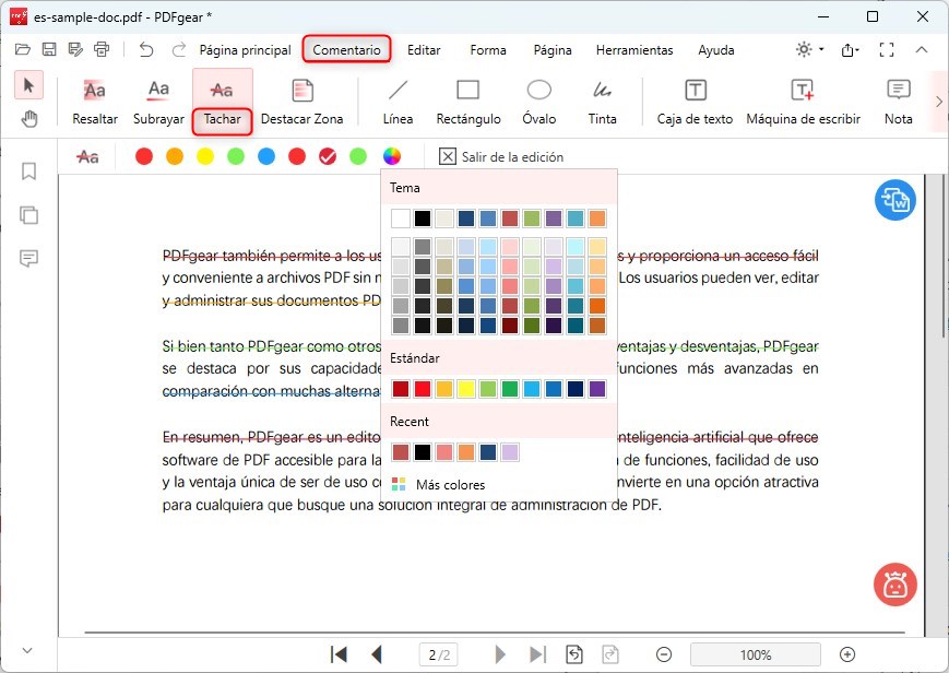 Tachado del Texto del PDF