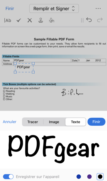 Signer sur un PDF rempli