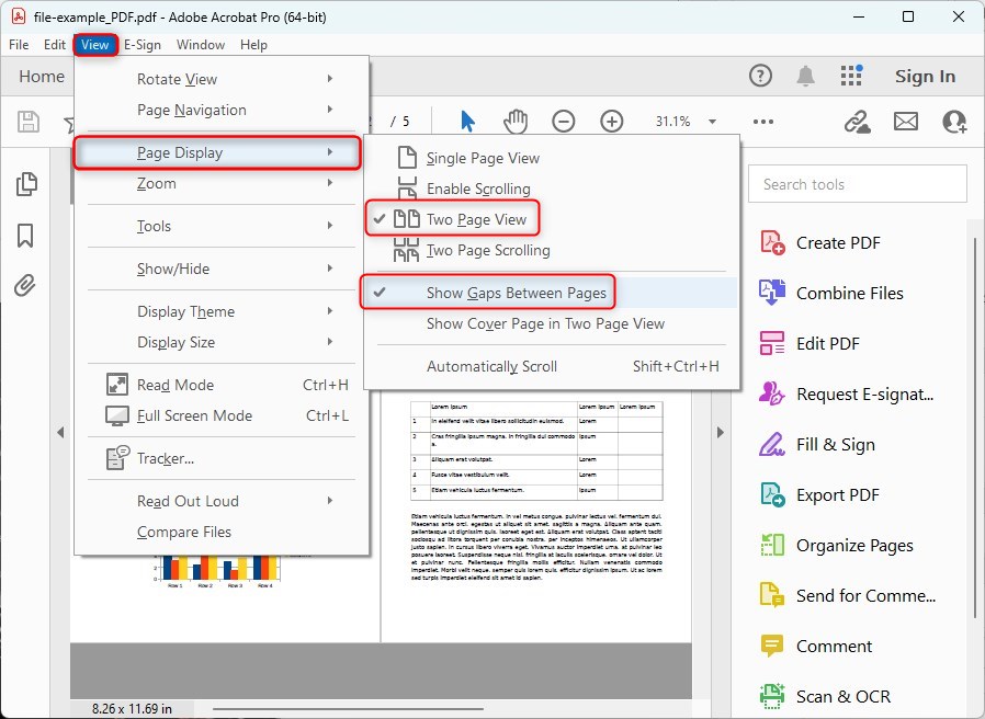 Ajuster la vue à deux pages