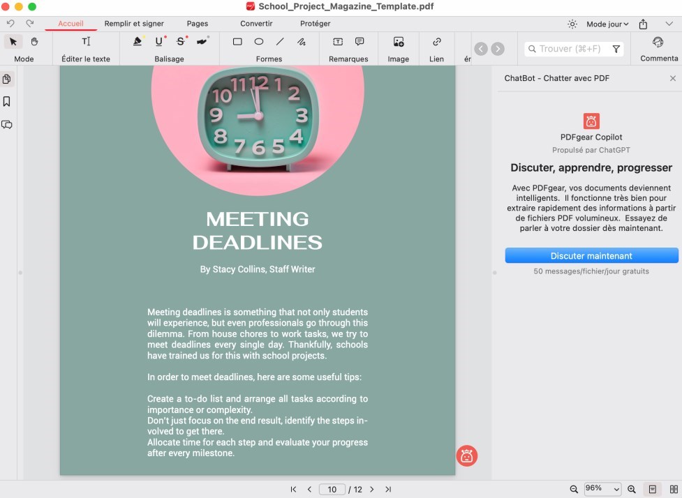Afficher le PDF dans le logiciel PDFgear