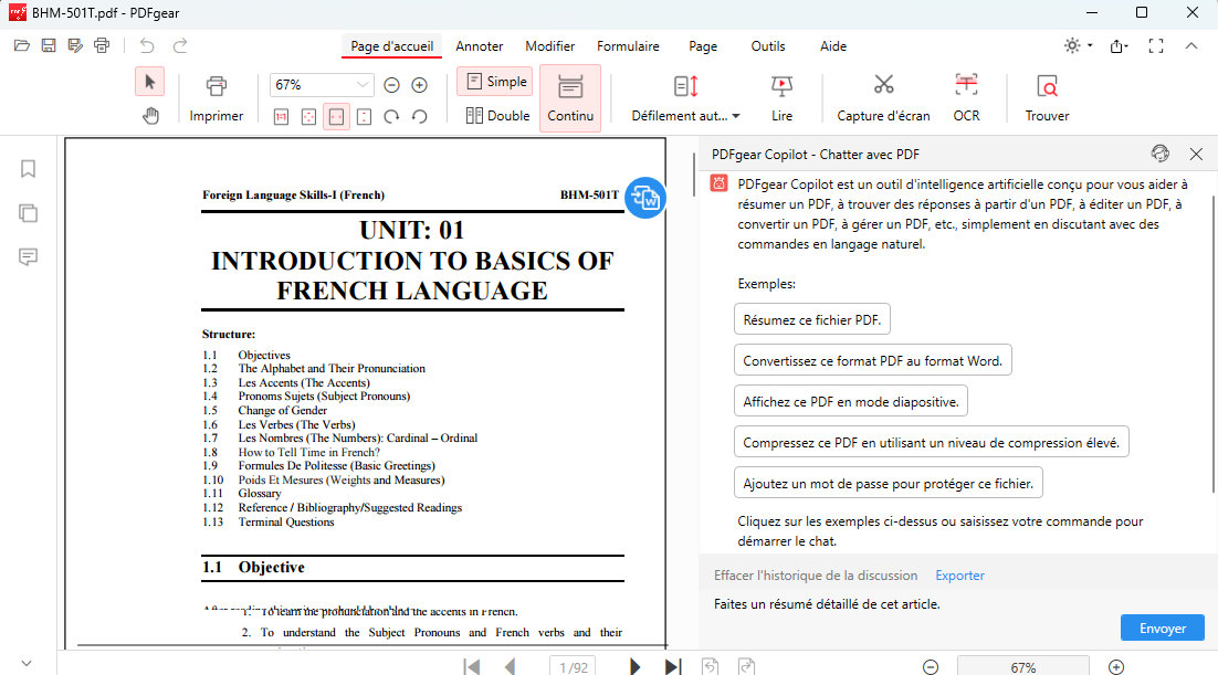 Obtenez le Résumé de l'Article du Chatbot PDFgear