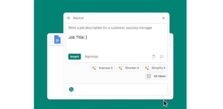 Outil AI pour l'Éducation GrammarlyGo
