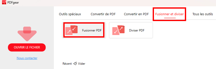 Aller à l'outil de Fusion