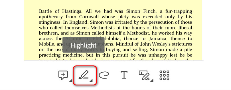 Appuyez sur Surligner dans Acrobat