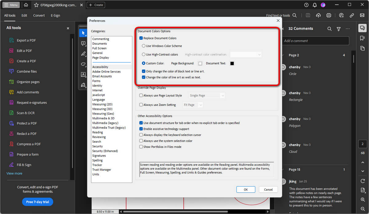 Changer la couleur du document